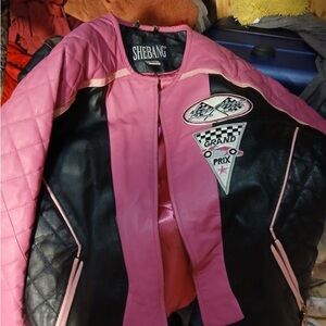 She Bang True Vintage Genuine Pink Leather Racing Jacket